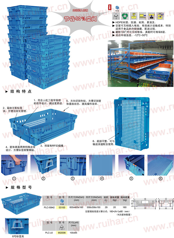 可插可堆式周轉箱,PLC-IS642,600x400x160